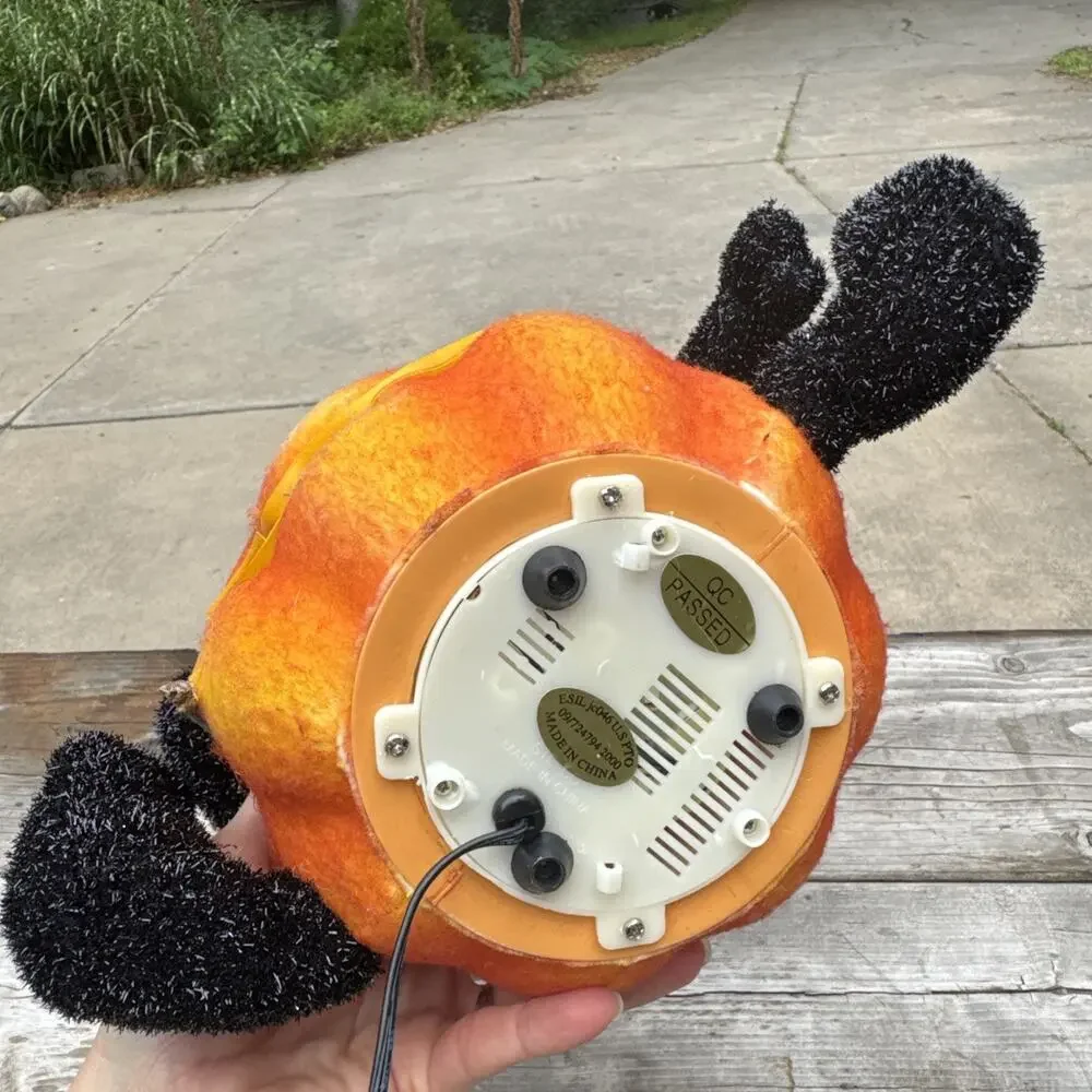 Vtg Fiber Optic Wizard Witch Black Cat Hat Jack ‘O Lantern Lighted 12” Halloween
